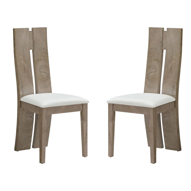 Chaises de salle à manger en cuir à dossier haut (lot de 2)