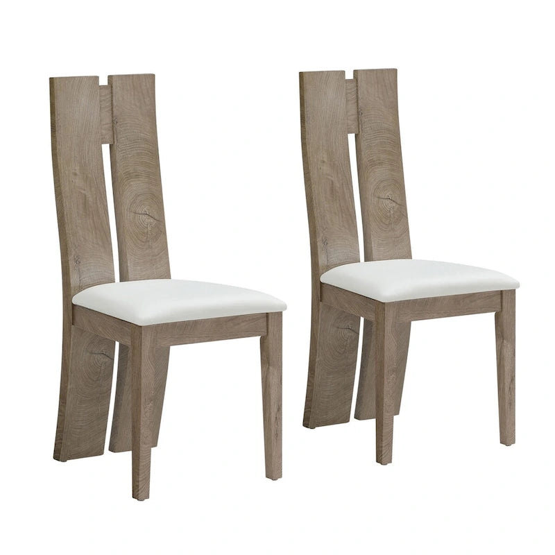 Chaises de salle à manger en cuir à dossier haut (lot de 2)