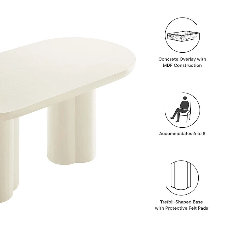 Table à manger ovale en béton 72