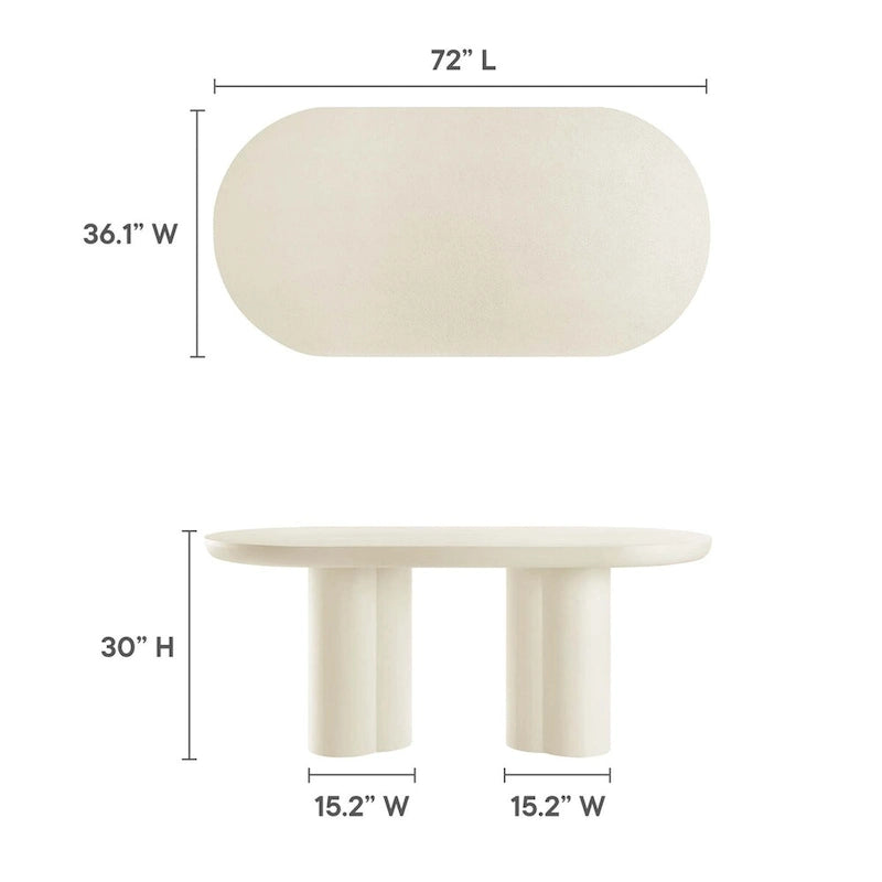 Table à manger ovale en béton 72