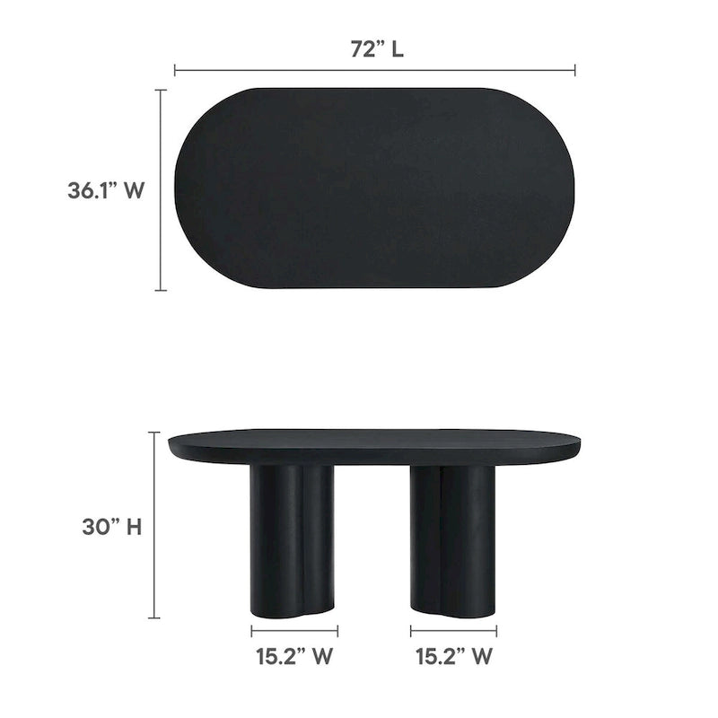 Table à manger ovale en béton 72