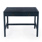 Bureau d'écriture 2 tiroirs marron/blanc/bleu – Acacia et MDF, Simple