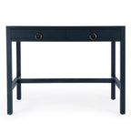 Bureau d'écriture 2 tiroirs marron/blanc/bleu – Acacia et MDF, Simple