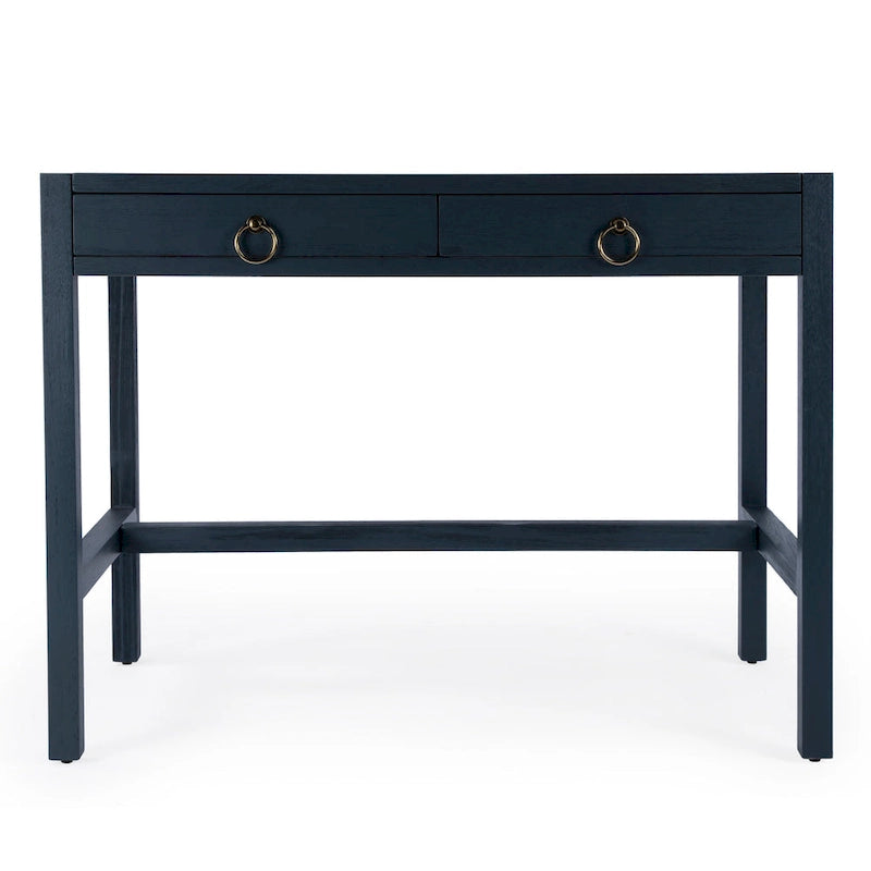 Bureau d'écriture 2 tiroirs marron/blanc/bleu – Acacia et MDF, Simple