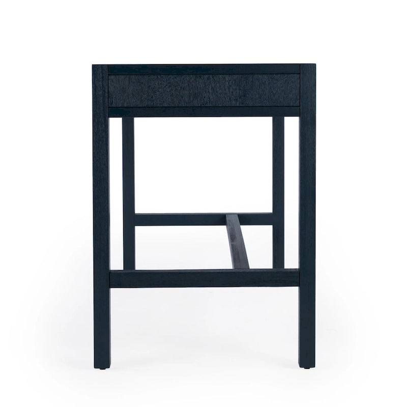 Bureau d'écriture 2 tiroirs marron/blanc/bleu – Acacia et MDF, Simple