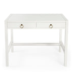 Bureau d'écriture 2 tiroirs marron/blanc/bleu – Acacia et MDF, Simple