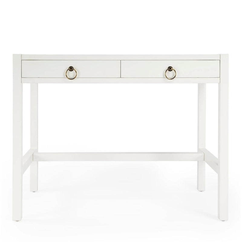Bureau d'écriture 2 tiroirs marron/blanc/bleu – Acacia et MDF, Simple