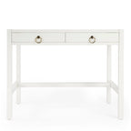 Bureau d'écriture 2 tiroirs marron/blanc/bleu – Acacia et MDF, Simple