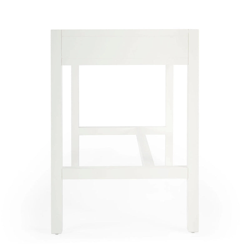 Bureau d'écriture 2 tiroirs marron/blanc/bleu – Acacia et MDF, Simple