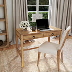 Bureau d'écriture 2 tiroirs marron/blanc/bleu – Acacia et MDF, Simple