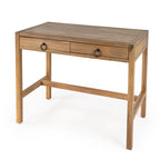 Bureau d'écriture 2 tiroirs marron/blanc/bleu – Acacia et MDF, Simple