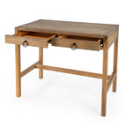 Bureau d'écriture 2 tiroirs marron/blanc/bleu – Acacia et MDF, Simple