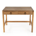 Bureau d'écriture 2 tiroirs marron/blanc/bleu – Acacia et MDF, Simple