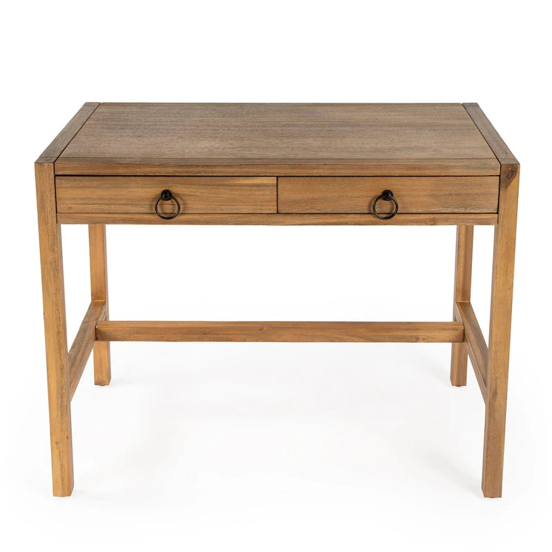 Bureau d'écriture 2 tiroirs marron/blanc/bleu – Acacia et MDF, Simple