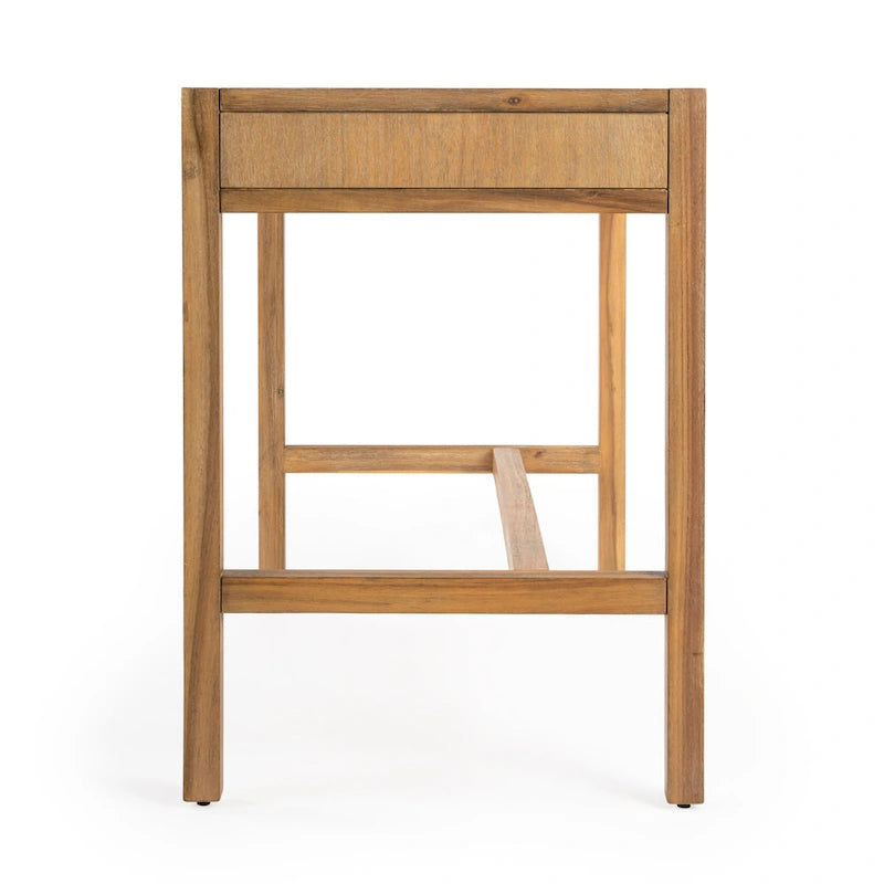 Bureau d'écriture 2 tiroirs marron/blanc/bleu – Acacia et MDF, Simple