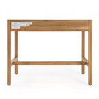 Bureau d'écriture 2 tiroirs marron/blanc/bleu – Acacia et MDF, Simple