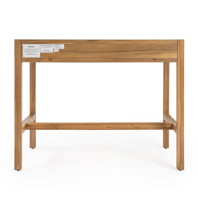 Bureau d'écriture 2 tiroirs marron/blanc/bleu – Acacia et MDF, Simple